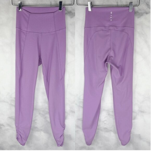 WILO the Label Australia Lavender High Waisted Ribbed Stretch Ruched Leggings - Picture 1 of 6
